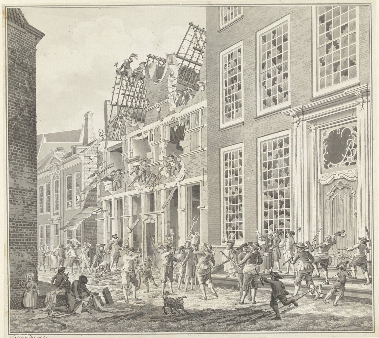 Saqueo de la casa de Lucas van Steveninck, 1787 de Jan Arends (signed by artist)