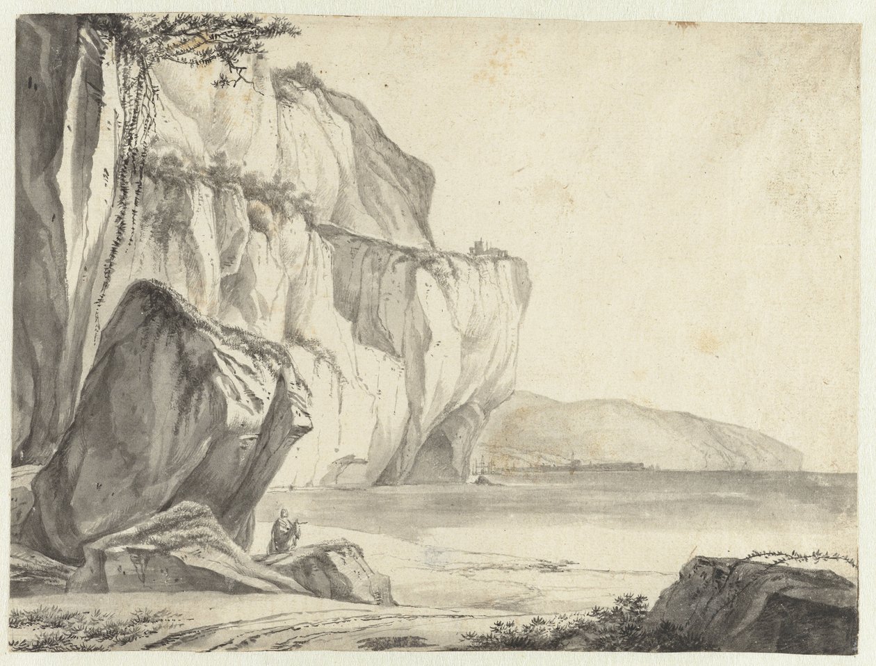 Vista de la costa con rocas saliendo del agua de Jan Asselijn (attributed to)