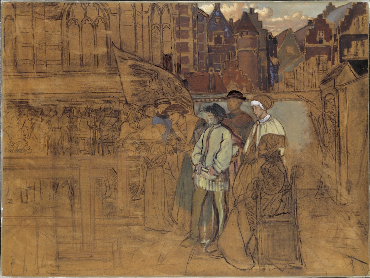 Fiesta de tiro con arco en Amberes en el siglo XVI, c.1850 de Jan August Hendrik Leys
