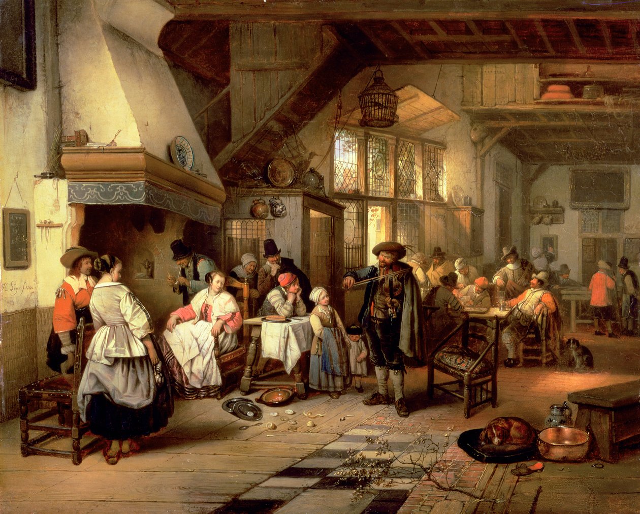 Interior de una taberna con un violinista ciego, 1844 de Jan August Hendrik Leys