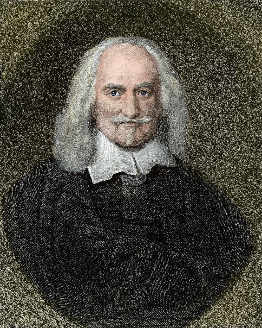 Retrato de Thomas Hobbes (1588-1679) filósofo inglés. Grabado en color del siglo XIX. de Jan Baptist (after) Jaspers