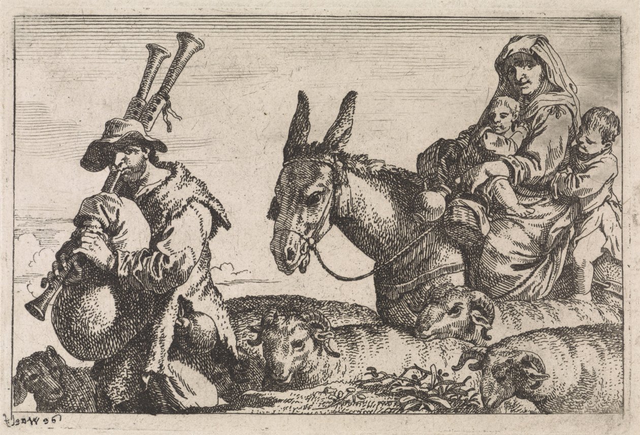 el gaitero Varias escenas de género (título de la serie) de Jan Baptist de Wael