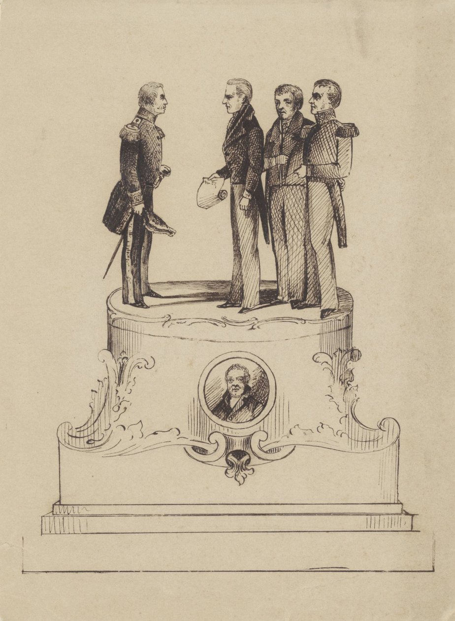 Diseño de un monumento por los 50 años de la independencia del Reino de los Países Bajos en 1863 de Jan Bos