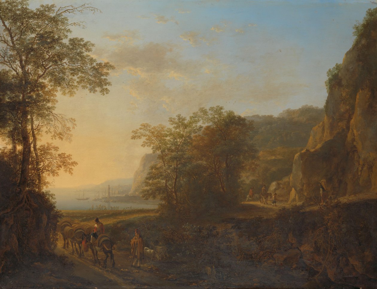 Paisaje italiano con vista al puerto de Jan Both