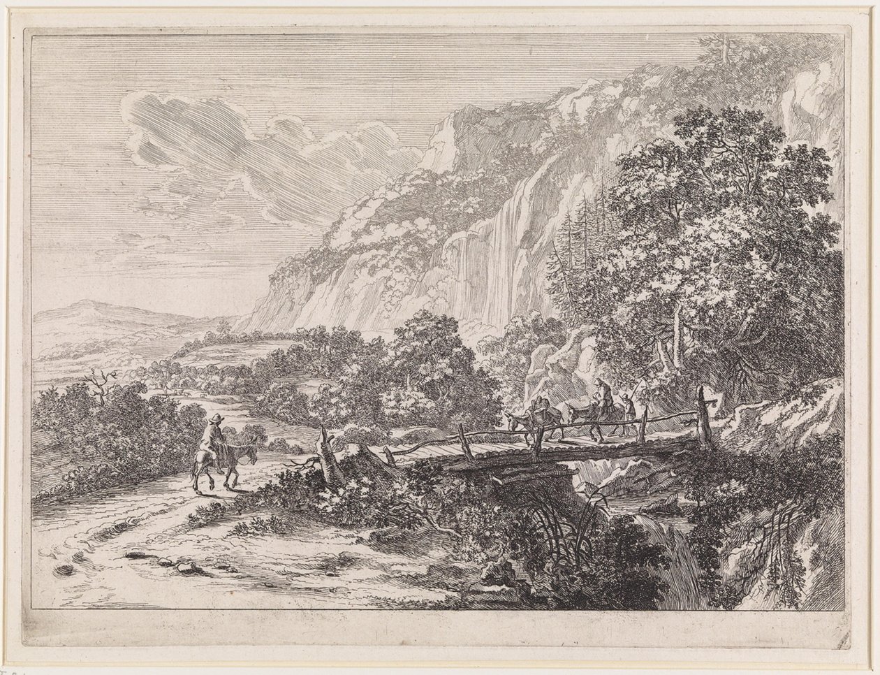 Paisaje con puente de madera cerca de Sulmona, cerca de Tivoli de Jan Both