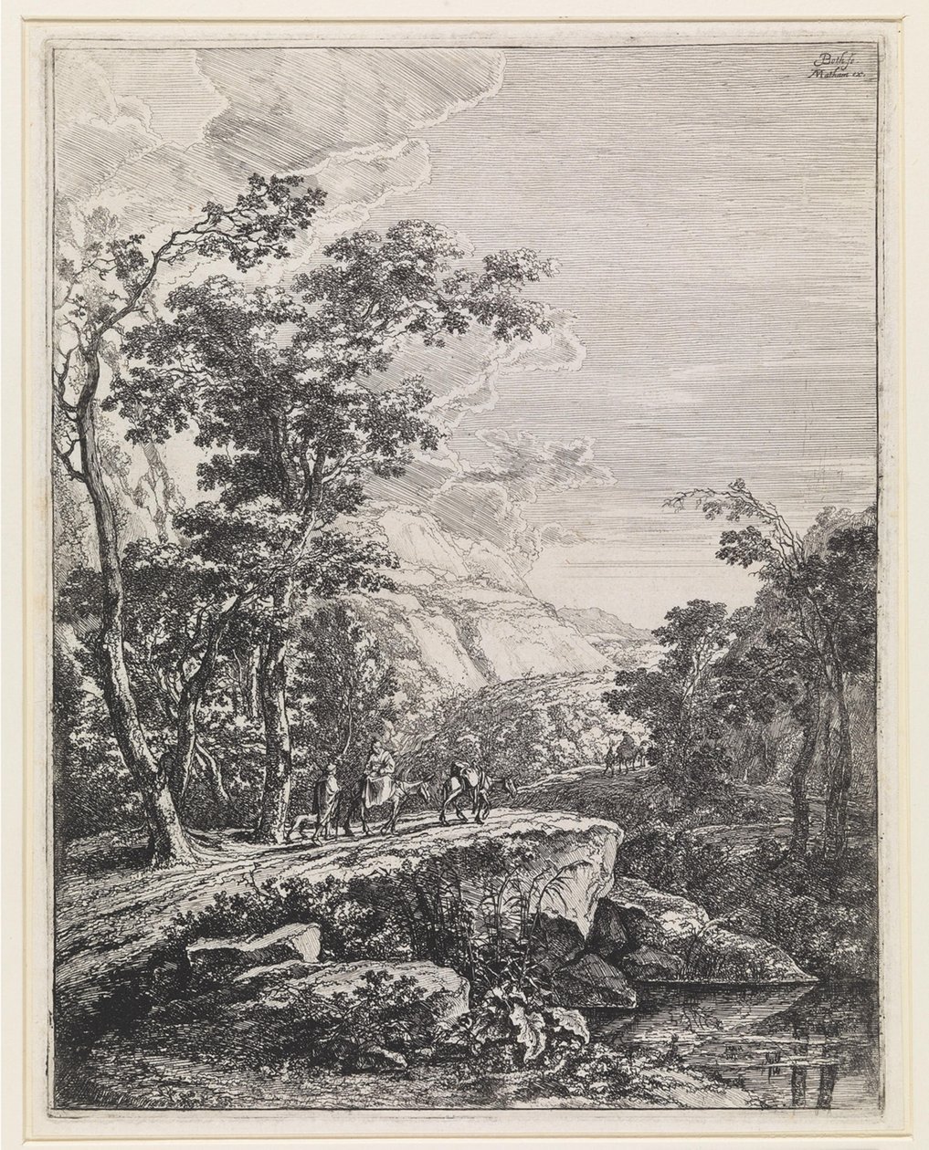 Paisaje con una mujer montada en una mula junto al Aqua Negro entre Bolonia y Florencia de Jan Both
