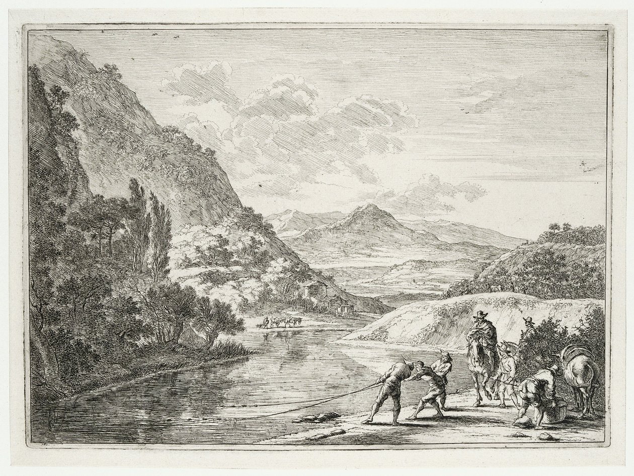 Pescadores en el Tíber Paisajes alrededor de Roma (título de la serie) de Jan Both