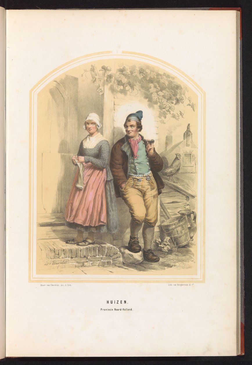 Traje tradicional de casas en Holanda Septentrional, 1857 Casas. Provincia de Holanda Septentrional / I (título sobre objeto) de Jan Braet von Uberfeldt