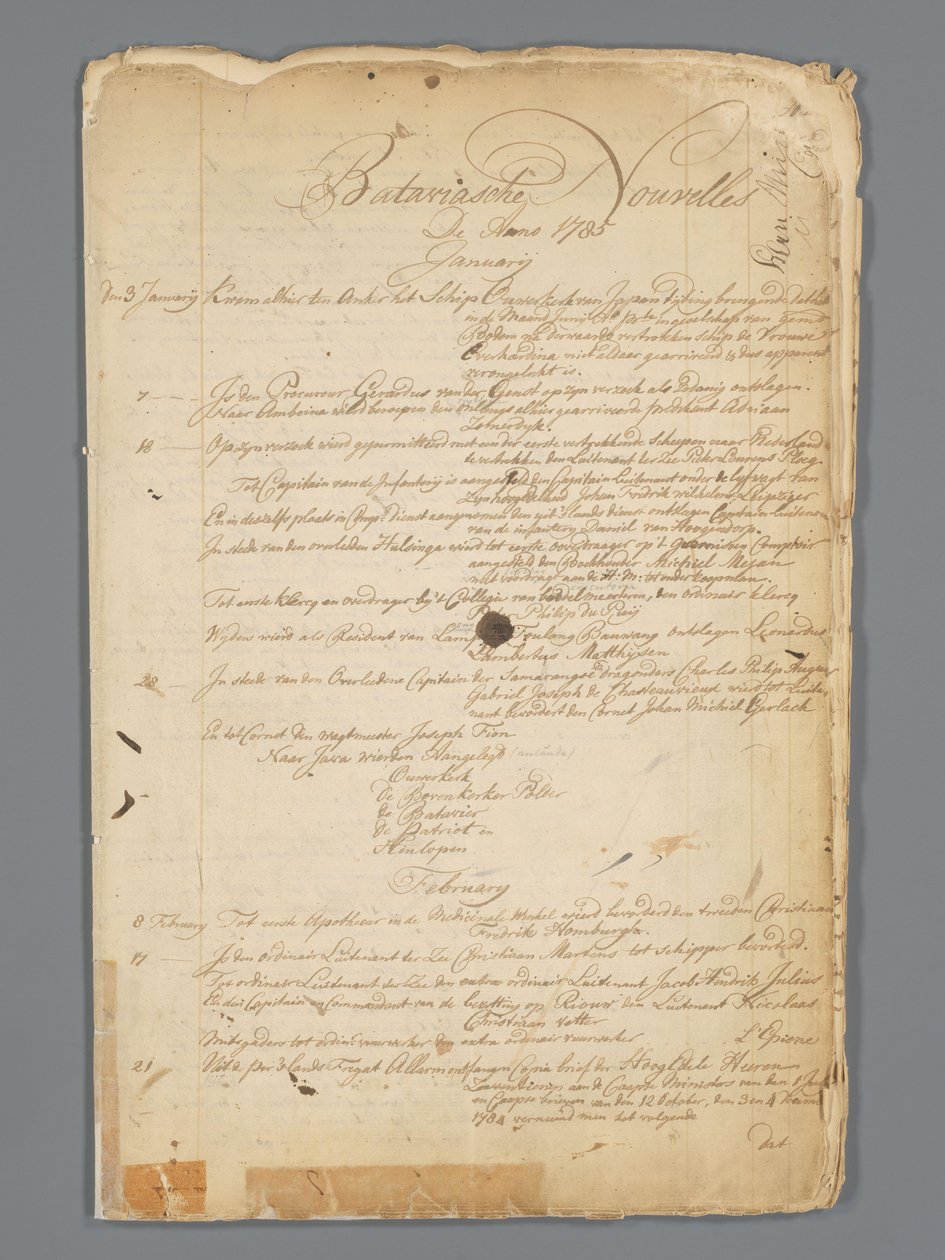 Bataviaasche noticias 1785 de Jan Brandes