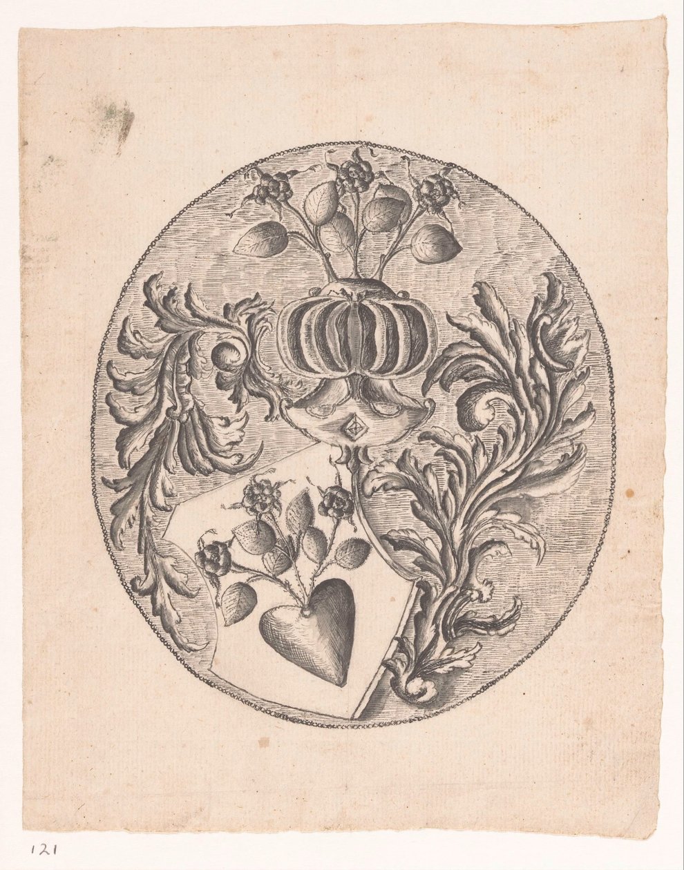 Escudo de armas de la familia con rosa de Jan Brandes