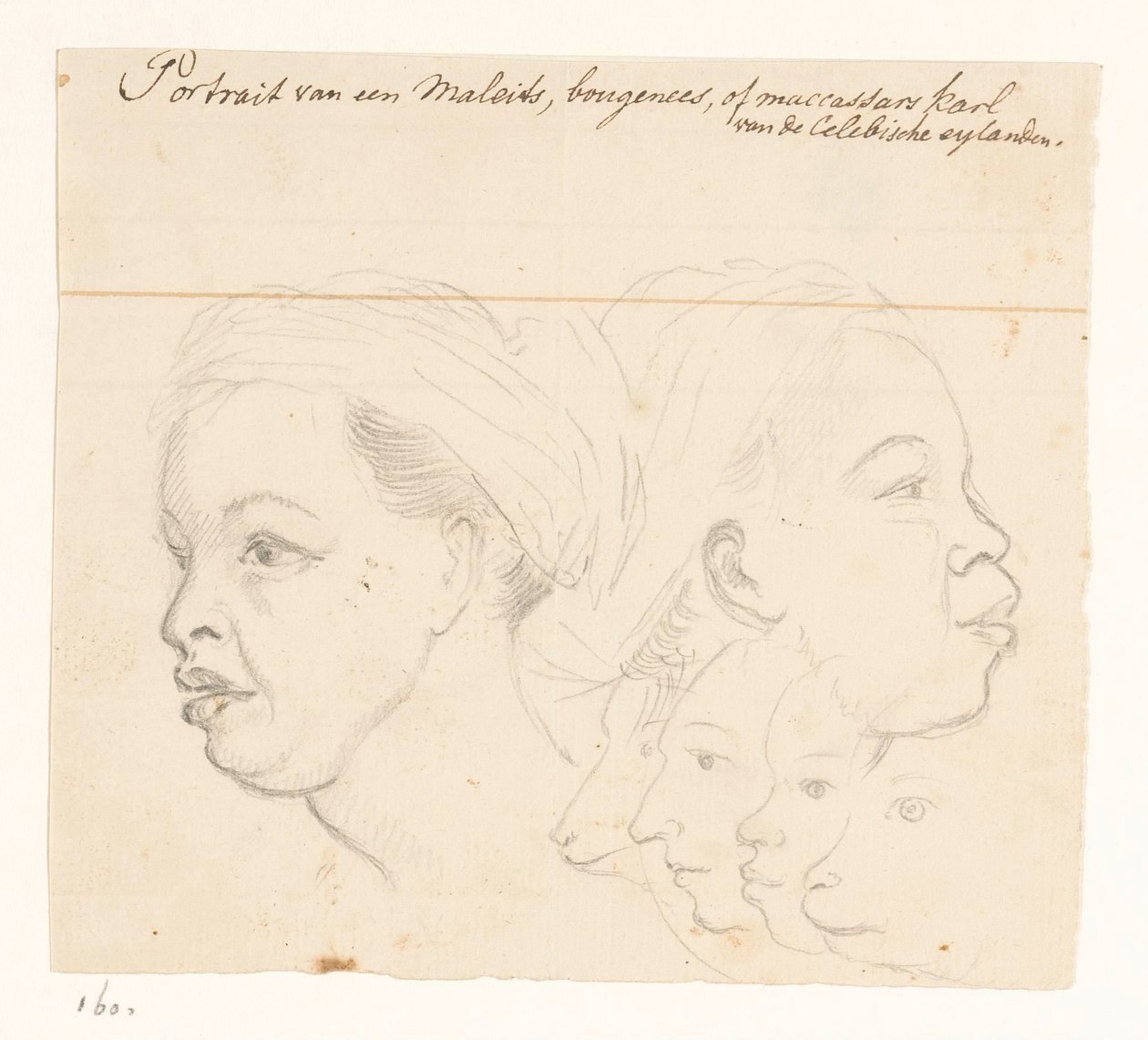 Retrato de un Buginés Retrato de un karl malayo, Bougeen o Maccassars del Celebische eylanden. (título en el objeto) de Jan Brandes