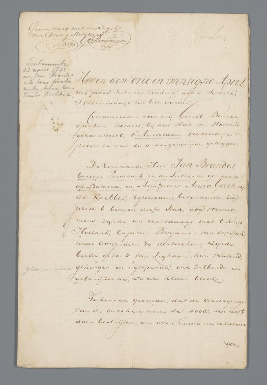 Testamentos de Brandes de Jan Brandes