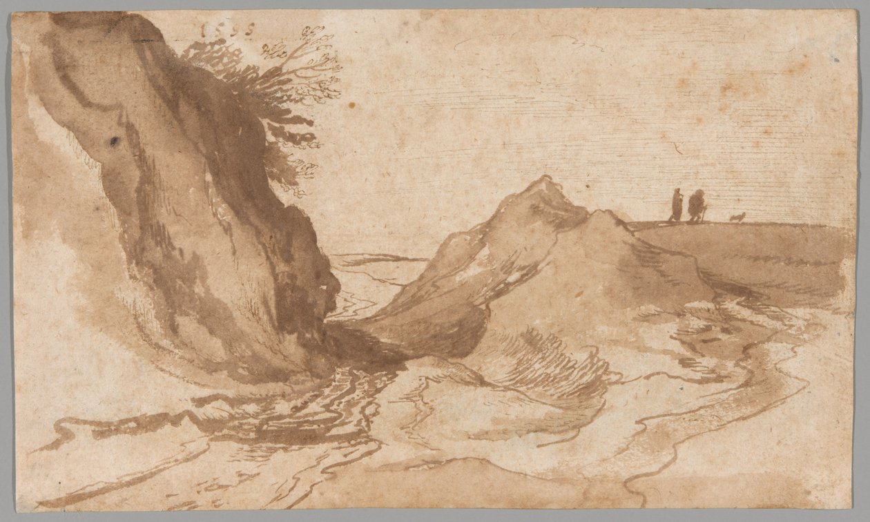 Paisaje montañoso con figuras cerca de un barranco de Jan Brueghel the Elder