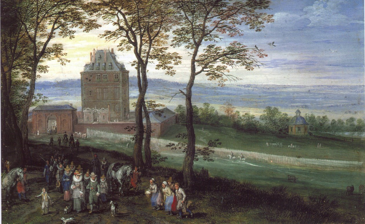 Archiduque Alberto e Isabel ante el Castillo Mariemont de Jan Brueghel the Elder