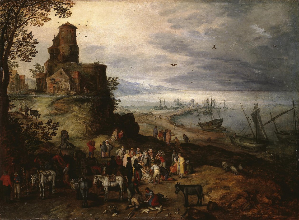 Pescadería (Llamando a los apóstoles Pedro y Andrés) de Jan Brueghel the Elder