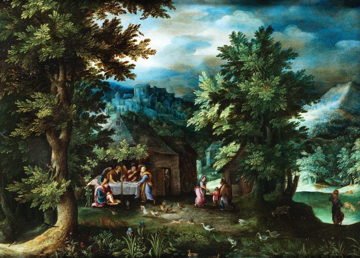 Jan Brueghel (I) Abraham y los ángeles en Mambré de Jan Brueghel the Elder