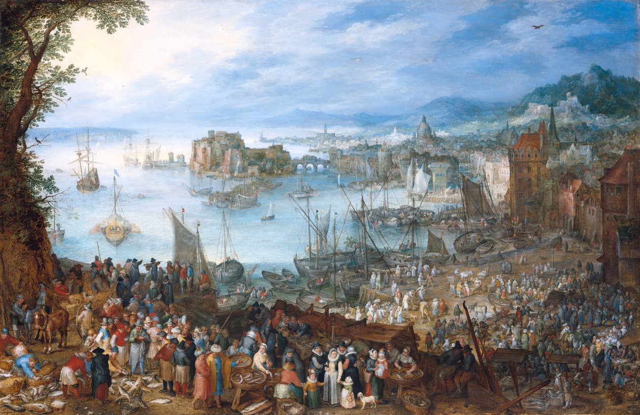 Gran lonja de pescado de Jan Brueghel the Elder