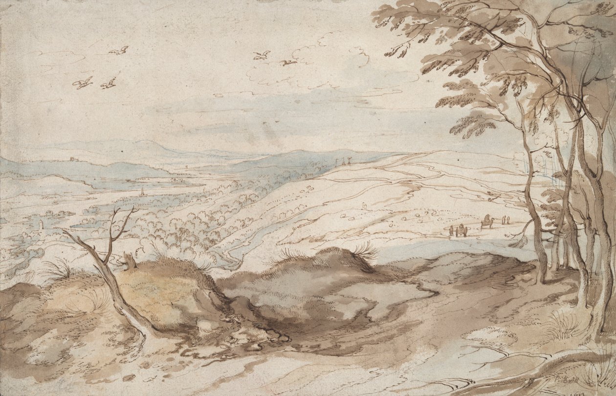 Paisaje montañoso con vista sobre un valle de Jan Brueghel the Elder
