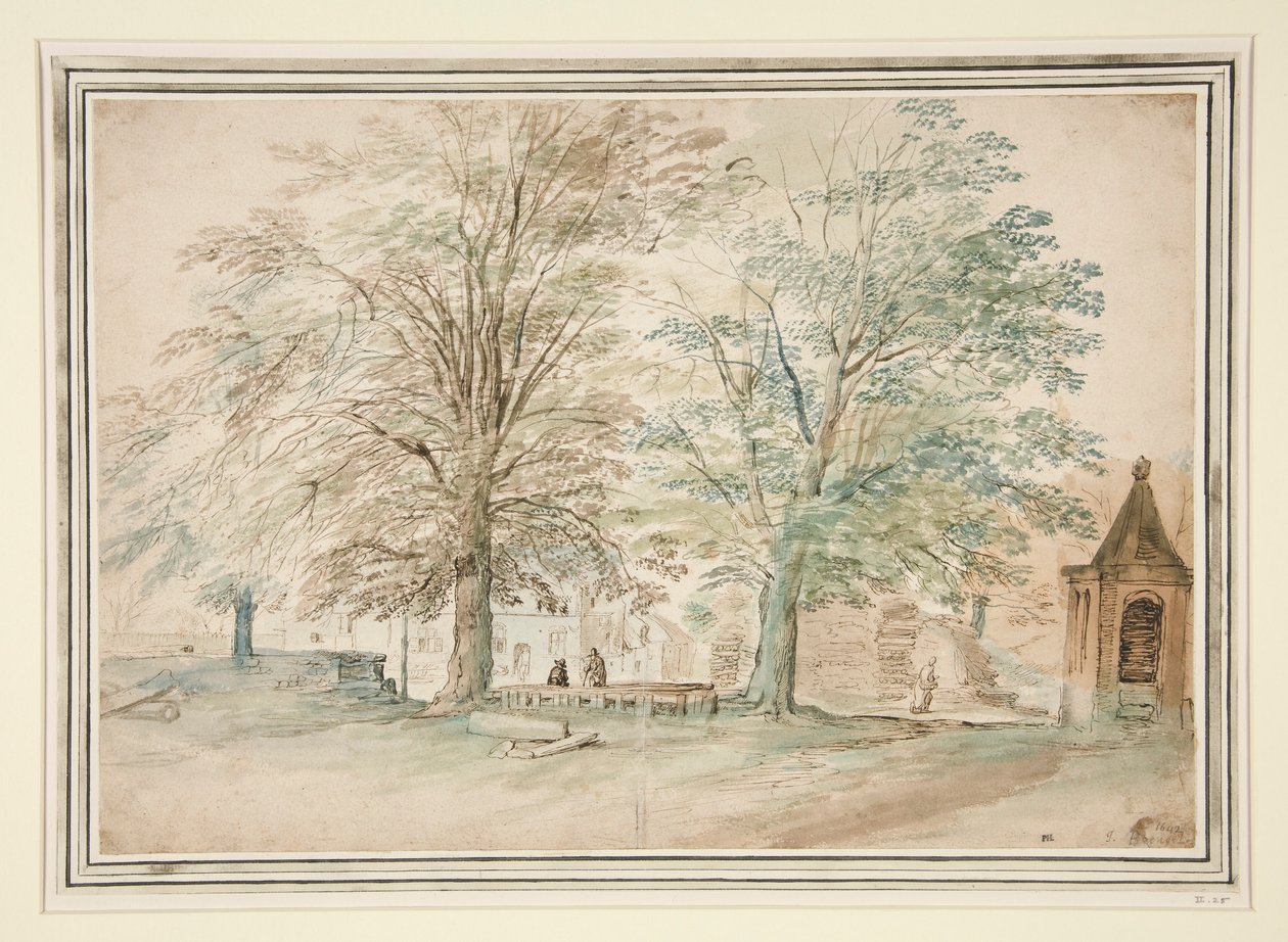 Lugar de encuentro del pueblo bajo dos viejos árboles de Jan Brueghel the Elder