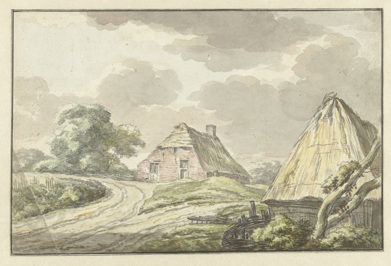 Casa de campo en el cruce de un camino rural de Jan Bulthuis