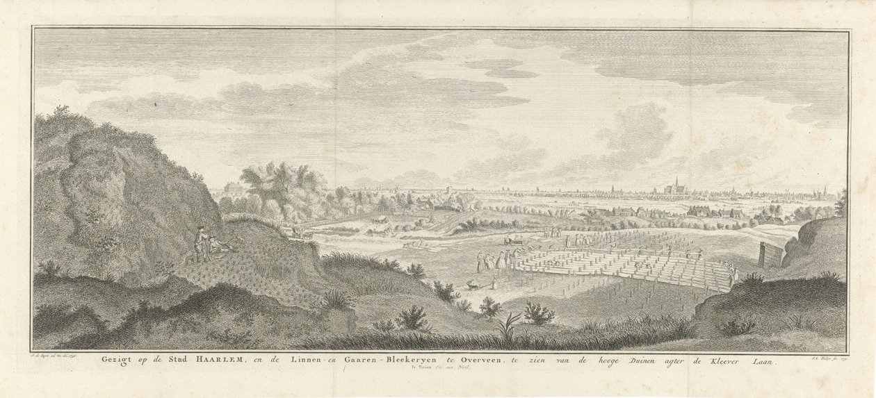 Vista de Haarlem y Overveen Vista de la ciudad de Haarlem y las gradas de hilo y lino en Overveen, vistas desde las altas dunas detrás de Kleever Laan (título sobre el objeto) de Jan Caspar Philips