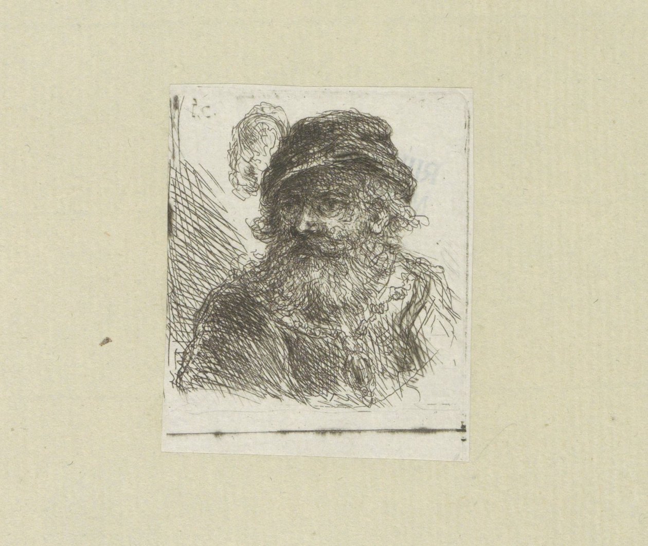 Bebaarde hombre pone pluimhoed The Compleat Work of Etchings de John Chalon / Oeuvre Complette des Eaux Fortes par Jean Chalon (título de la serie) de Jan Chalon
