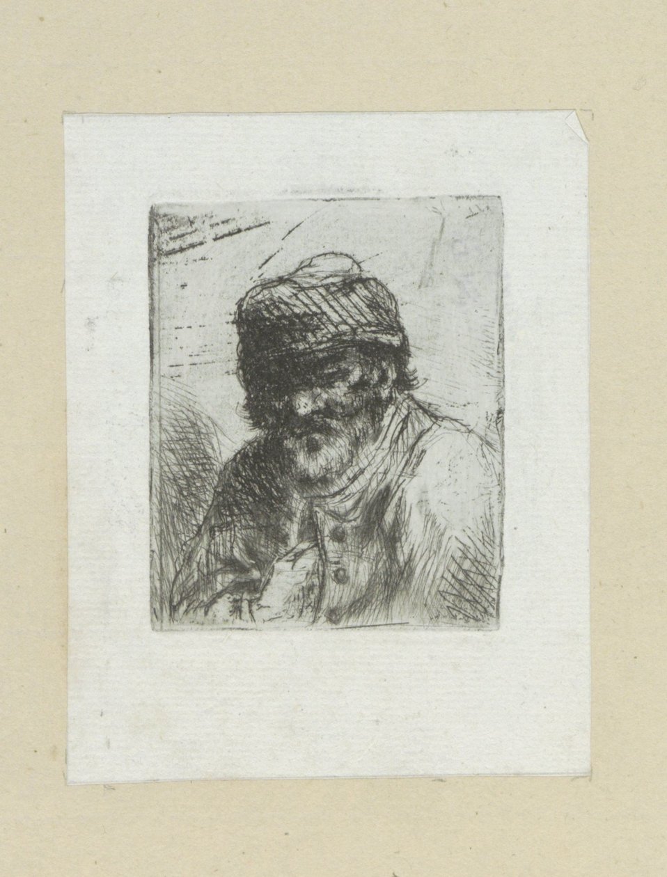 Bebaarde oude man met muts The Compleat Work of Etchings de John Chalon / Oeuvre Complette des Eaux Fortes par Jean Chalon (título de la serie) de Jan Chalon