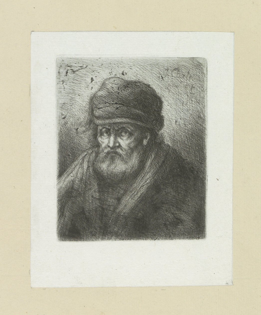 Oude man pone a baard en muts The Compleat Work of Etchings de John Chalon / Oeuvre Complette des Eaux Fortes par Jean Chalon (título de la serie) de Jan Chalon