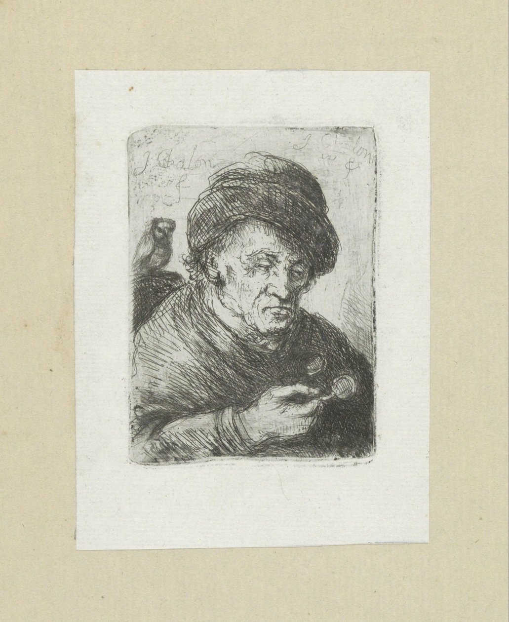 Oude man brilla en uil The Compleat Work of Etchings de John Chalon / Oeuvre Complette des Eaux Fortes par Jean Chalon (título de la serie) de Jan Chalon