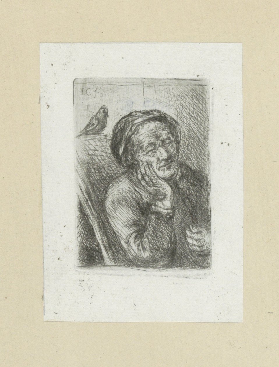 Slapende oude man met vogel The Compleat Work of Etchings de John Chalon / Oeuvre Complette des Eaux Fortes par Jean Chalon (título de la serie) de Jan Chalon