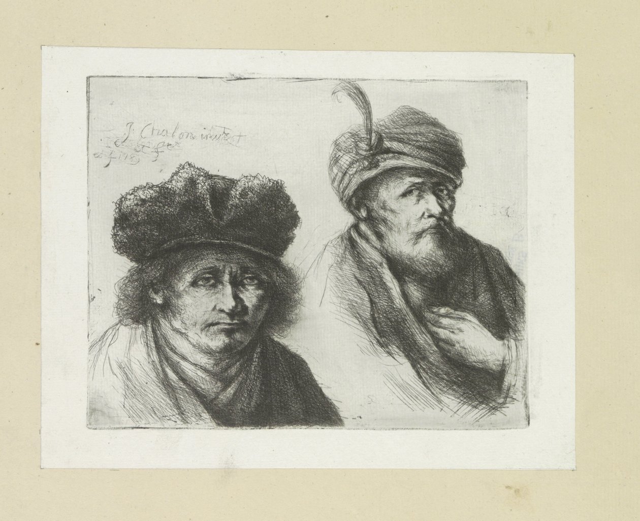 Twee mannen pone azada en tulband The Compleat Work of Etchings de John Chalon / Oeuvre Complette des Eaux Fortes par Jean Chalon (título de la serie) de Jan Chalon