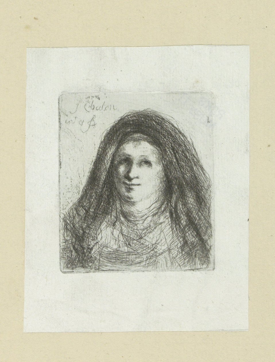 Mujer adulta con velo The Compleat Work of Etchings de John Chalon / Oeuvre Complette des Eaux Fortes de Jean Chalon (título de la serie) de Jan Chalon