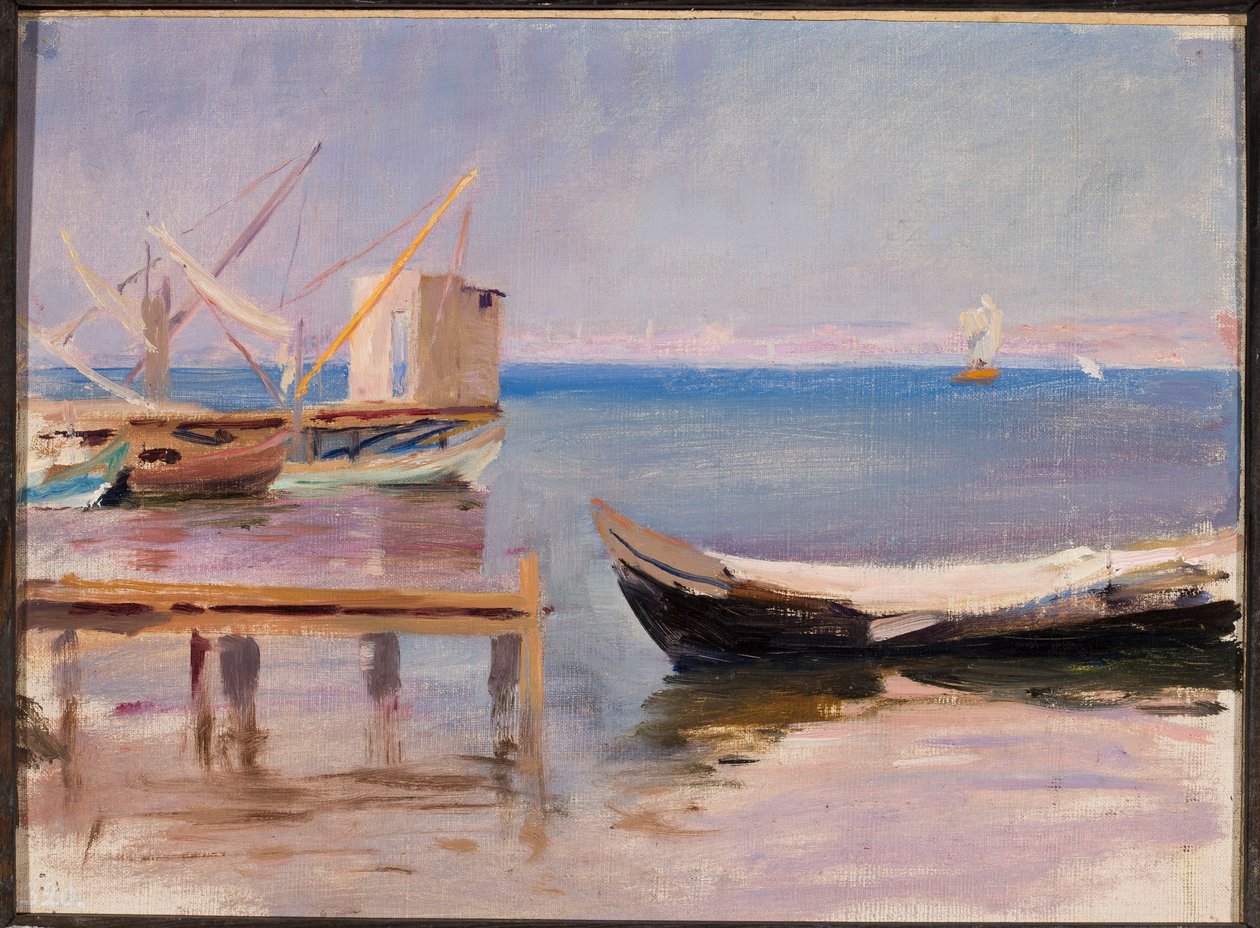 Barcas junto a la orilla. De un viaje a Constantinopla de Jan Ciągliński