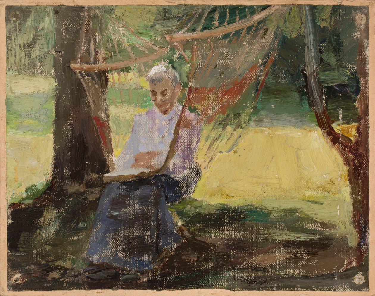 En la hamaca - Retrato de María Rubtsova en Marijno de Jan Ciągliński