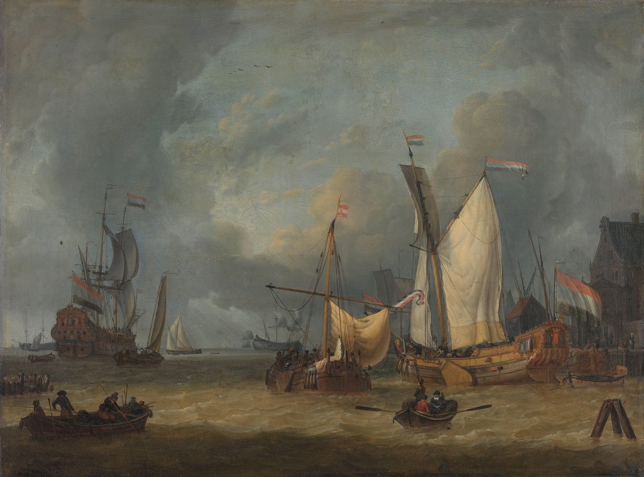 Una tormenta (Barcos en el puerto con una fuerte brisa) de Jan Claesz. Rietschoof