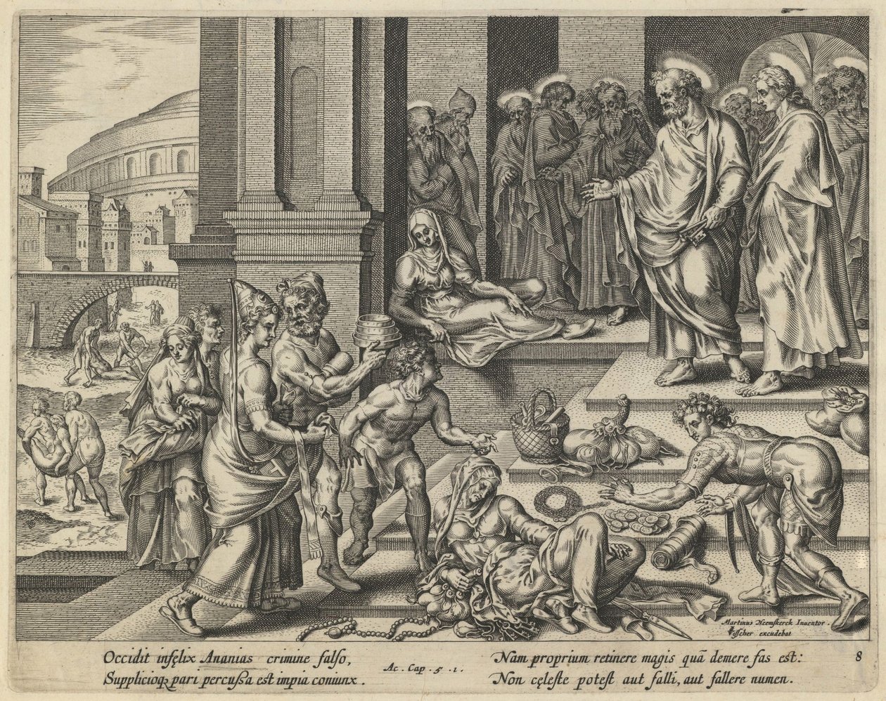 La parábola de Ananías y Safira de Jan Claesz Visscher