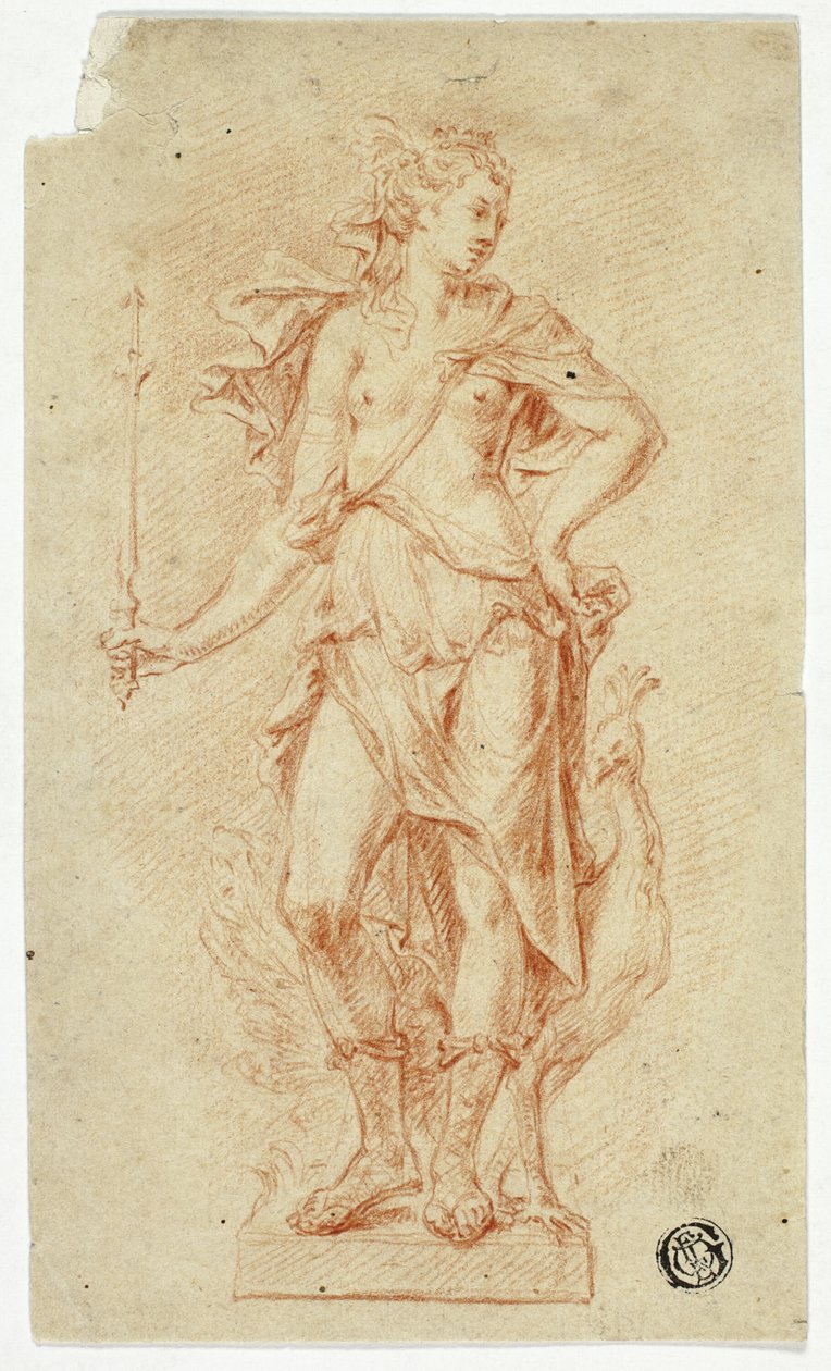 Estatua de Juno con cetro y pavo real de Jan Claudius de Cock