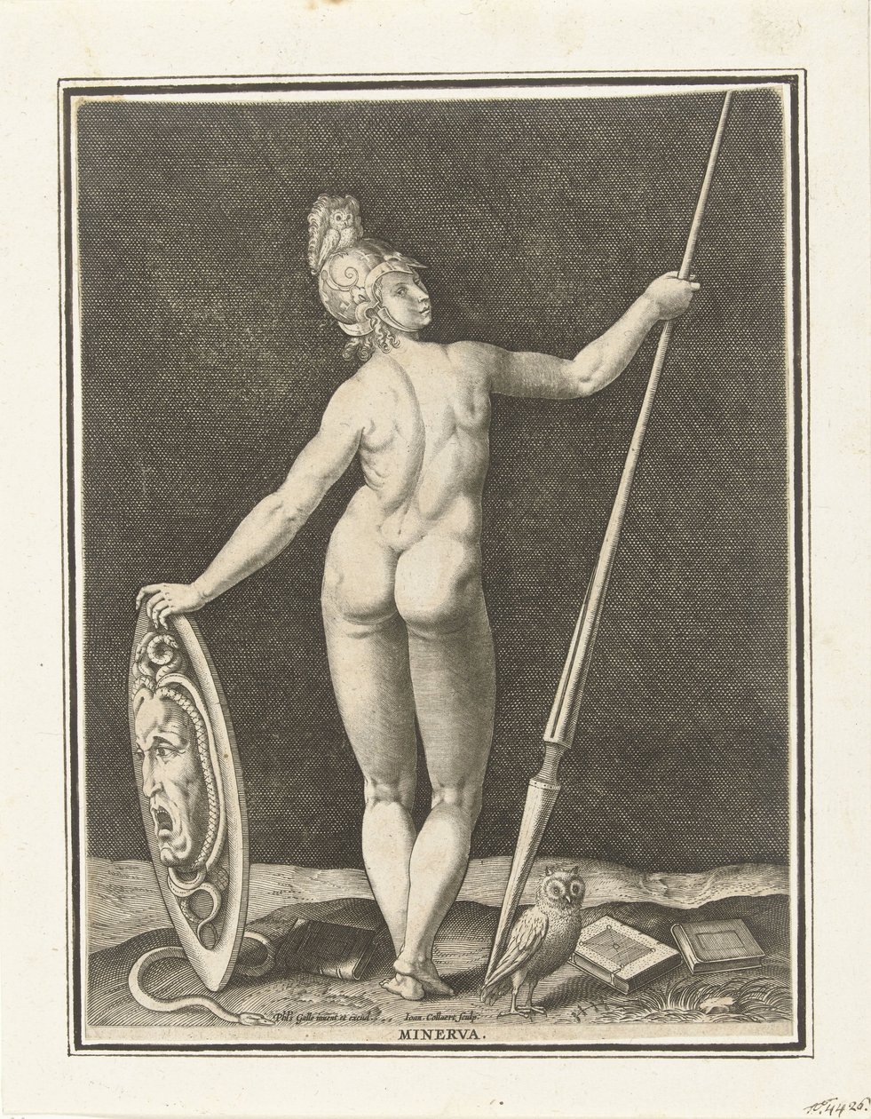 Minerva (título sobre objeto) Sentencia de París (título de la serie) de Jan Collaert (II)