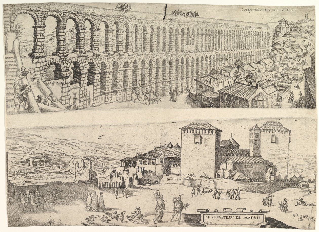 El acueducto de Segovia y el castillo de Madrid, 1500-1599 de Jan Cornelisz Vermeyen