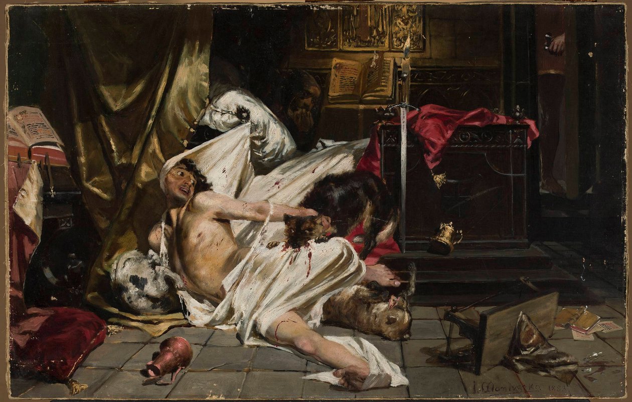 Hombre luchando con lobos de Jan Czesław Moniuszko