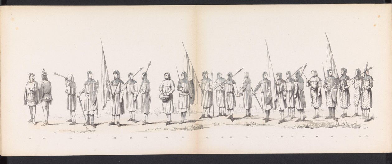 Mascarada de los estudiantes de Leiden, 1865 (lámina 13) Procesión de murgas celebrada por los miembros del cuerpo de estudiantes de Leiden el 6 de junio de 1865, en celebración del 290 aniversario de la Leidsche Hoogeschool, que representa: la entrada de  de Jan Daniël Cornelis Carel Willem baron de Constant Rebecque