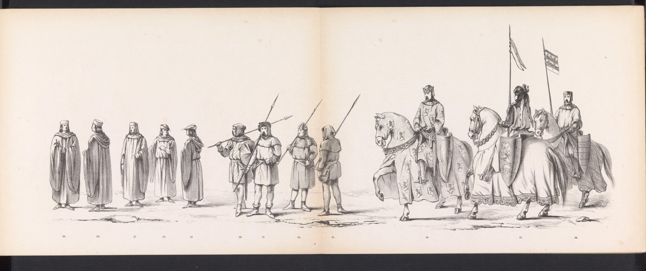 Mascarada de los estudiantes de Leiden, 1865 (lámina 3) Las murgas procesión celebrada por los miembros del cuerpo de estudiantes de Leiden el 6 de junio de 1865, en celebración del 290º aniversario de la Leidsche Hoogeschool, representando: la entrada de  de Jan Daniël Cornelis Carel Willem baron de Constant Rebecque