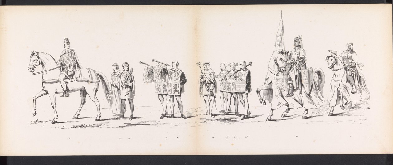 Mascarada de los estudiantes de Leiden, 1865 (lámina 6) Las murgas procesión celebrada por los miembros del cuerpo de estudiantes de Leiden el 6 de junio de 1865, en celebración del 290º aniversario de la Leidsche Hoogeschool, representando: la entrada de  de Jan Daniël Cornelis Carel Willem baron de Constant Rebecque