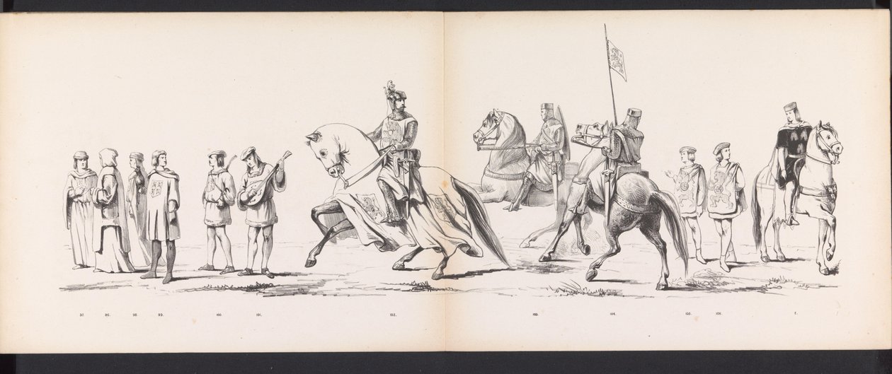 Mascarada de los estudiantes de Leiden, 1865 (lámina 8) Las murgas procesión celebrada por los miembros del cuerpo de estudiantes de Leiden el 6 de junio de 1865, en celebración del 290º aniversario de la Leidsche Hoogeschool, representando: la entrada de  de Jan Daniël Cornelis Carel Willem baron de Constant Rebecque