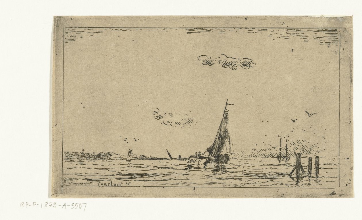 Vista al río con velero de Jan Daniël Cornelis Carel Willem baron de Constant Rebecque
