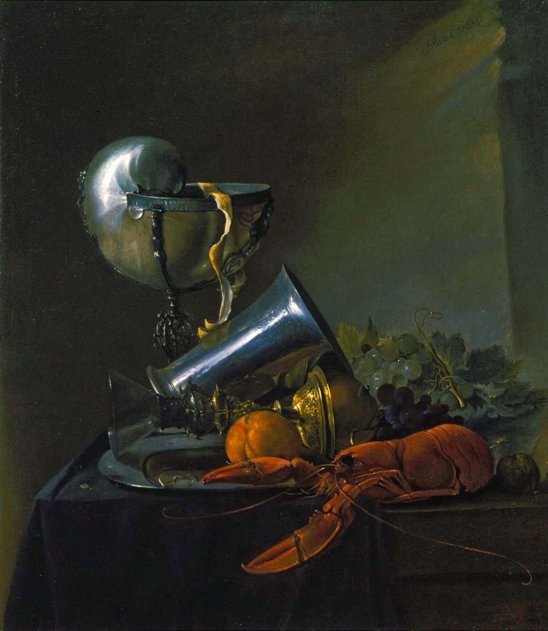 Bodegón con langosta y copa nautilus de Jan Davidsz. de Heem