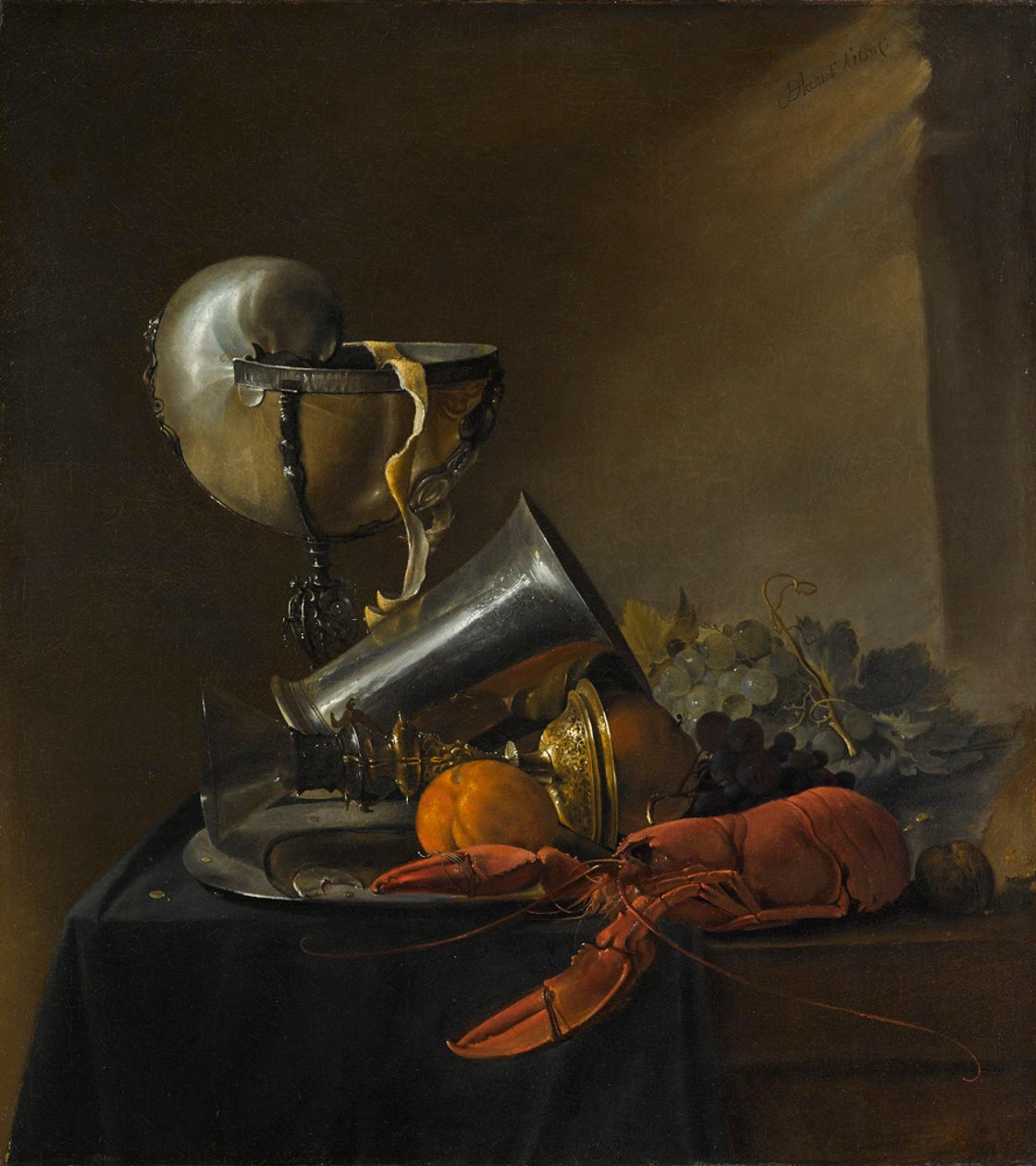 Bodegón con langosta y copa nautilus de Jan Davidsz. de Heem