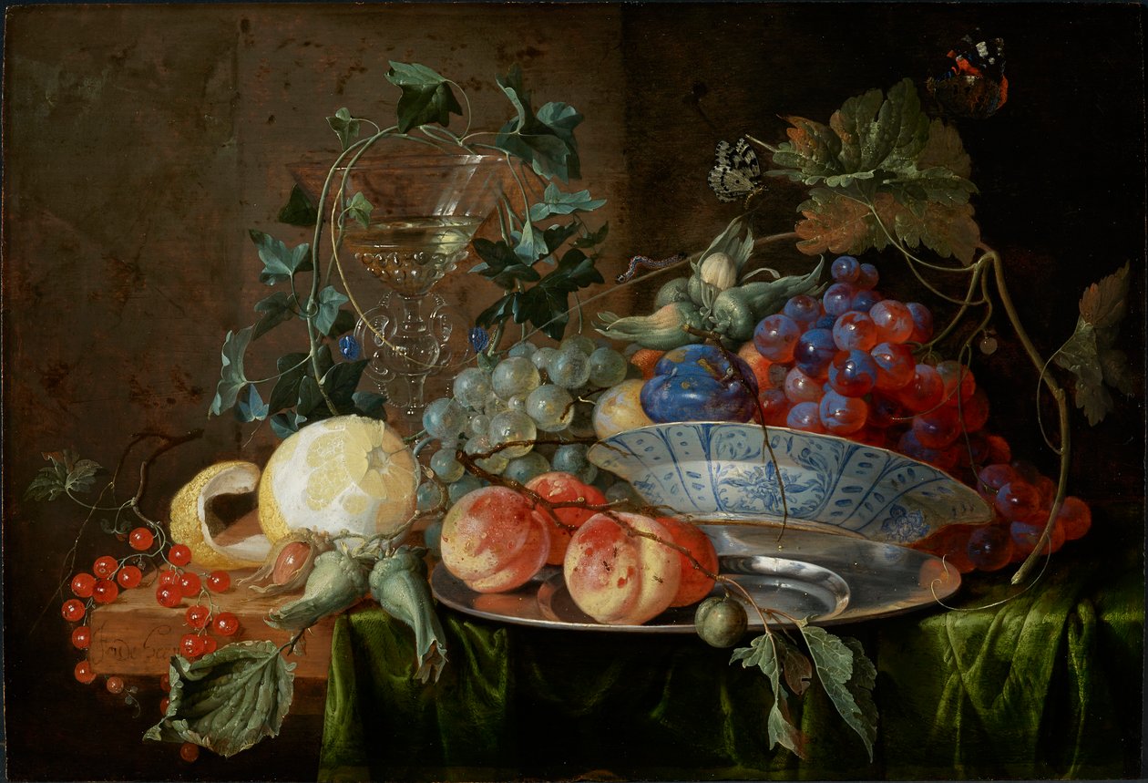 Naturaleza muerta con frutas y un vaso a la manera de Venecia de Jan Davidsz de Heem