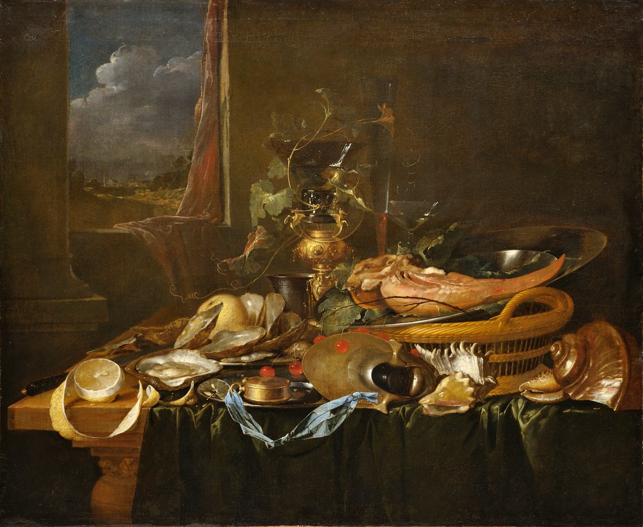 Bodegón con ostras y lengua de buey hervida de Jan Davidsz. de Heem