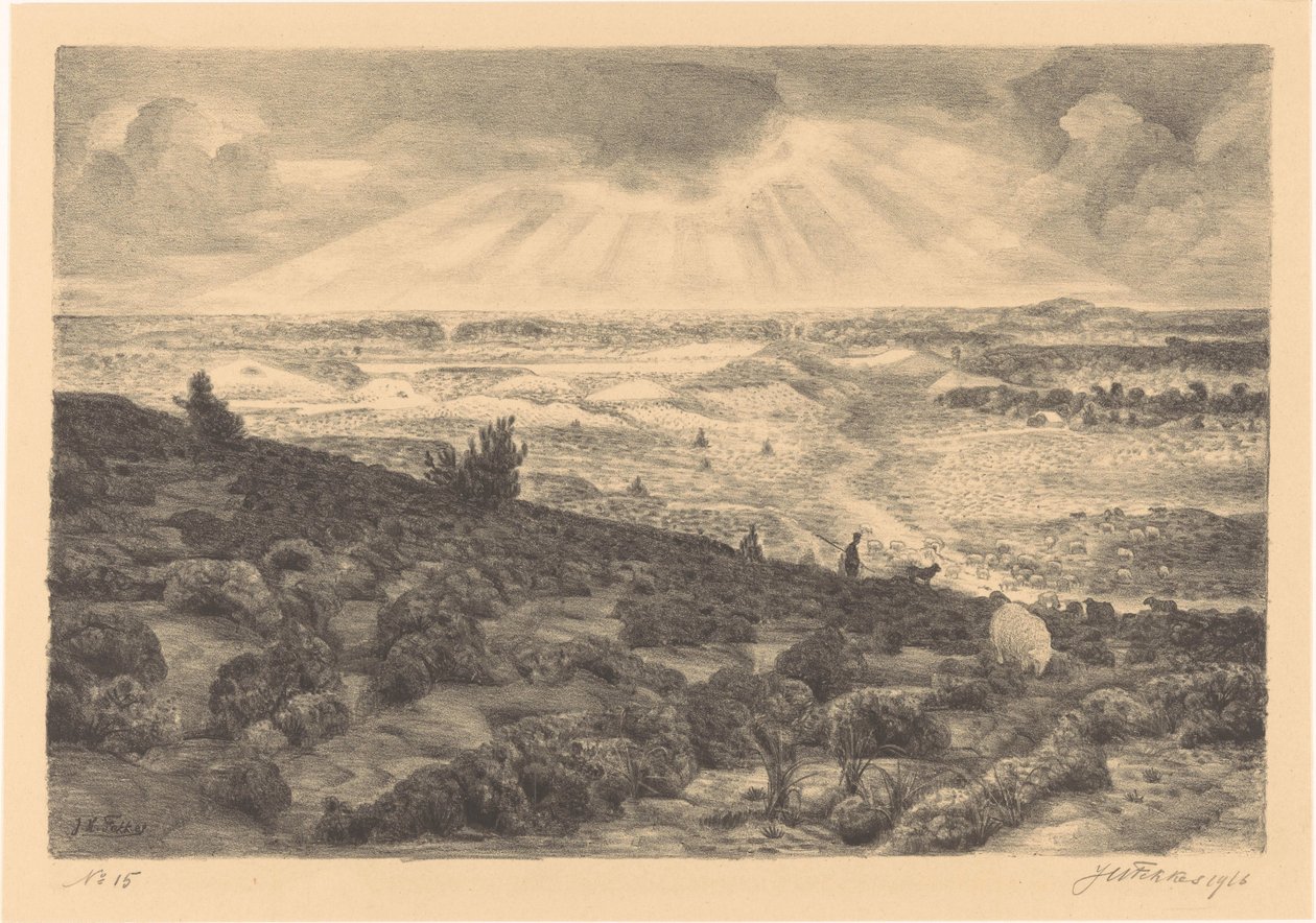 Heath cerca de Laren de Jan Fekkes (signed by artist)
